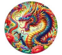 Dragon 1000 Pièces Puzzle Rond Puzzles Classiques The Majestic Dragon Puzzle Ronds Décompression Jeu D'Intelligence Activité Familiale Ami Intéressants Cadeau Unique 1000pcs (67.5x67.5cm)