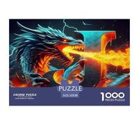 Dragon 1000pcs pour Adultes et Adolescents Jeu éducatif de Dragon cracheur de feu pour décoration Murale 52x38 cm/1000pcs