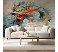 Dragon 3D Effet Nuage Autocollant Papier Peint, Mythique Animaux Resistant a l'eau Mural, Esthétique Stickers Muraux poster Pour Salon Chambre Cuisine Décoration Murale 150x105 cm