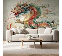 Dragon 3D Photo Papier Peint 200x140 cm, Chinois Orientale Wallpaper Poster, Panoramique Classique PVC Stickers Muraux Pour Chambre Salon Cuisine Décoration Murale