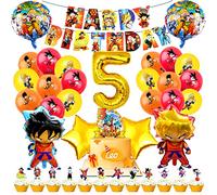 Dragon 5ème Anniversaire Décorations Dragon 5ème Ballons Ballons Décorations de Fête Gâteau d'anniversaire Bannière Anime Happy Birthday Décoration