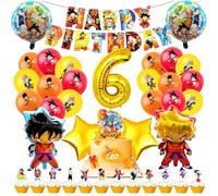 Dragon 6ème Anniversaire Décorations Dragon 6ème Ballons Ballons Décorations de Fête Gâteau d'anniversaire Bannière Anime Happy Birthday Décoration