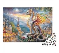 Dragon à Paris Puzzle 1000 Pièces Carton Épais Maman Dragon Parisien Cadeau Facile À Ranger Pas De Décalage Couleurs Résistantes Relaxation 70x50cm/1000pcs