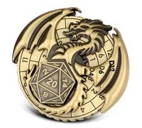 Dragon Ailé Roulette Dés Spinner, 7-en-1 Métallique Spinner de Dés DND, Gyroscope du Bout des Doigts, Cadeaux D&D avec Boîte Cadeau Logo Dragon, Jeu de Rôle, Accessoires de Jeu de Société, Bronze