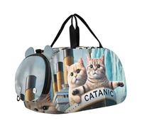 Dragon and Castle Sac de sport fourre-tout pour fille, Chaton Titanic Cute Cats, Classique