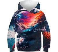 Dragon Aquarelle Manches Longues Enfants 3D Print Garçons Sweat-Shirt Mode Casual Sweat à Capuche Enfants Sweats à Capuche Automne Pull, Black-Space is Wild1, 9-11 Years