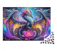 Dragon Arc-en-Ciel 1000 Piece Sturdy Cardboard Décoration Phoenix Lotus Jigsaw Puzzle Adults Hard Challenging Decompression Wall Decor Relaxation Gift 70x50cm/1000pcs