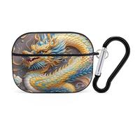 Dragon Art Coque pour AirPod Pro, coque rigide anti-rayures en polycarbonate avec porte-clés, accessoires pour AirPod Pro 2e/1ère coque pour homme et femme, style noir