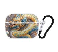Dragon Art Coque pour AirPod Pro, coque rigide anti-rayures en polycarbonate avec porte-clés, accessoires pour AirPod Pro 2e/1ère coque pour homme et femme, style blanc