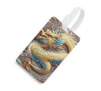 Dragon Art Étiquettes de bagage avec carte d'identité, étiquettes de sac de voyage durables, étiquettes étanches pour valises, sacs à dos et valises de voyage, style blanc