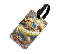 Dragon Art Étiquettes de bagage avec carte d'identité, étiquettes de sac de voyage, étiquettes de nom imperméables pour valises, sacs à dos et étuis de voyage Noir