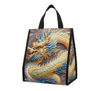 Dragon Art - Sac à déjeuner isotherme pour homme et femme, grand sac d'épicerie réutilisable, grand sac isotherme étanche et pliable pour le travail, le camping, le pique-nique