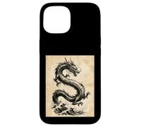 Dragon Art Vintage Japonais à l'encre lavée Coque pour iPhone 15