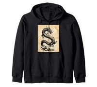 Dragon Art Vintage Japonais à l'encre lavée Sweat à Capuche