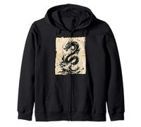 Dragon Art Vintage Japonais à l'encre lavée Sweat à Capuche