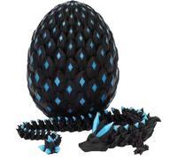 Dragon Articulé 3D, Oeuf De Dragon Imprimé en 3D, Jouet Lumineux, Jouet de Articulé Ailé pour Cadeaux Adultes Enfants Noël Pâques Décoration de Bureau (Bleu Fluorescent)