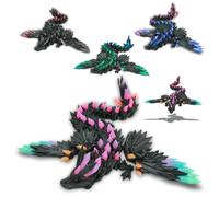 Dragon Articulé Ailé Imprimé en 3D Décoration Univers Fantastique Fidget Toy Idée Cadeau Unique Décoration d'Intérieur Maison Chambre Salon (Noir & Arc en Ciel Brillant dans la Nuit)