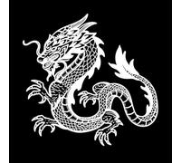 dragon asiatique Peintures murales et stickers muraux en vinyle 54.6x56cm Culture du tatouage Blanc