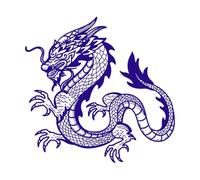 dragon asiatique Peintures murales et stickers muraux en vinyle 54.6x56cm Plusieurs tailles disponibles Bleu foncé