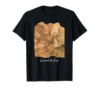Dragon attaquant Lion Léonard de Vinci Peinture T-Shirt Graphique avec Valeur, Homme, Noir, S