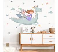 Dragon avec princesse et chevalier bleu - Décoration pour frères - T3 - Grand