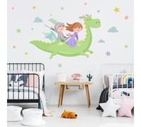 Dragon avec princesse et chevalier vert - Décoration pour frères - T2 - Moyen