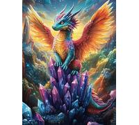 Dragon avec Un Phénix dans la forêt Magique 1000 Pièces Puzzle Adulte en Carton Rigide Haute Qualité Très Difficile Haute Difficulté Anti-Stress Décoration Murale Idée Cadeau Premium 1000 PCS