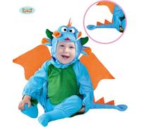 Dragon Baby Costume Capuche Ailes Queue Carnaval Bleu Orange, Taille : 74/80 Couleur : Bleu