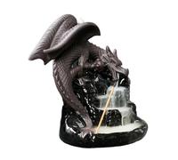 Dragon Backflow Fontaine d'encens - Cascade d'aromathérapie en céramique avec cônes, brûleur d'encens à méditation zen pour la maison, porte-encens décoratif avec réservoir d'eau intégré | Apaisant