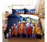 Dragon Ball Housse De Couette Imprim¿¿ 3d Ensemble De Literie 3 Pi¿¿Ces Avec Taie D'oreiller Microfibre Aventure Sang Chaud Anime Housse De Couette Cravates