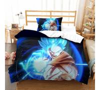 Dragon Ball Housse De Couette Imprim¿¿ 3d Ensemble De Literie 3 Pi¿¿Ces Avec Taie D'oreiller Microfibre Aventure Sang Chaud Anime Housse De Couette Cravates