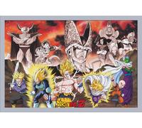 Dragon Ball - Poster - Group Cell Arc + cadre amovible, Shinsuke® Maxi MDF argenté, vitre acrylique