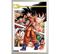 Dragon Ball - Poster - Son Goku Story + cadre interchangeable, Shinsuke® Maxi aluminium argenté, vitre acrylique