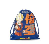 DRAGON BALL - Sac officiel Dragon Ball à cordon, compact et polyvalent, avec poche zippée à l'arrière, idéal pour la gym, l'école, les voyages, sac à goûter, idée cadeau, enfants, 35 x 42 x 2 cm, bleu