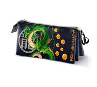 Dragon Ball Shenron-Trousse Triple, Bleu Foncé, 23 x 11 cm