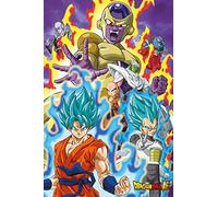 Dragon Ball Super - God Super - Poster manga - Impression - Dimensions : 61 x 91,5 cm + 2 barres d'affiche en plastique de 62 cm - Noir