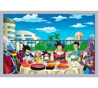 Dragon Ball Super - Poster - Festin + cadre interchangeable, Shinsuke® Maxi MDF argenté, vitre acrylique