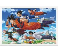 Dragon Ball Super - Poster - Le groupe de Goku + cadre amovible, Shinsuke® Maxi MDF blanc, vitre acrylique