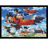 Dragon Ball Super - Poster - Le groupe de Goku + cadre amovible, Shinsuke® Maxi MDF noir, vitre acrylique