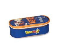 DRAGON BALL SUPER Trousse d'école ovale officielle Dragon Ball, idéale pour ranger la papeterie, avec séparateur intérieur avec passants élastiques et fermeture à glissière, 22 x 7h x 9,5 cm,