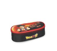 DRAGON BALL SUPER Trousse d'école ovale officielle Dragon Ball, idéale pour ranger la papeterie, avec séparateur intérieur avec passants élastiques et fermeture à glissière, 22 x 7h x 9,5 cm,