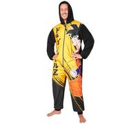 Dragon Ball Z Combinaison Pyjama Homme en Polaire avec Capuche - Cadeaux Drôles pour Lui (Noir/Jaune, L)