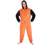 Dragon Ball Z Combinaison Pyjama Homme en Polaire avec Capuche - Cadeaux Drôles pour Lui (Orange/Noir, L)