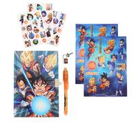 Dragon Ball Z Ensemble de Papeterie, Comprenant Un Carnet, Stylo, Autocollants et Un Cadenas avec Clés, Ensemble de Papeterie Cadeau pour Enfants