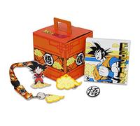 Dragon Ball Z Goku Looksee Boîte de collection | 5 objets de collection officiels DBZ | Comprend un cordon, un stylo en PVC, une toile murale, un porte-clés, une épingle en émail doux |