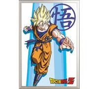 Dragon Ball Z - Poster - Super Saiyan - Goku + cadre interchangeable, Shinsuke® Maxi aluminium argenté, vitre acrylique