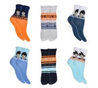Dragon Ball Z Super Chaussettes pour Garçon, Lot de 6 Chaussettes Classiques en Coton, Tailles EU 23 à 34 (FR/ES, Numérique, 23, 26, Taille normale, Multicolore)