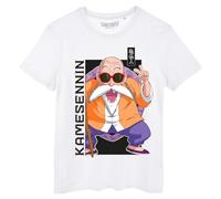 Dragon Ball Z T-Shirt Kame Sennin, T-Shirt en Coton Bio Blanc avec Impression Tortue Geniale, Teeshirt DBZ (FR/ES, Alpha/Lettres, XXL, Taille Normale, Taille Normale, Blanc)