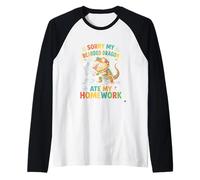 Dragon Barbu a mangé Mes devoirs drôle pour Animal de Compagnie lézard Manche Raglan