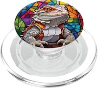 Dragon Barbu en vitrail PopSockets PopGrip pour MagSafe